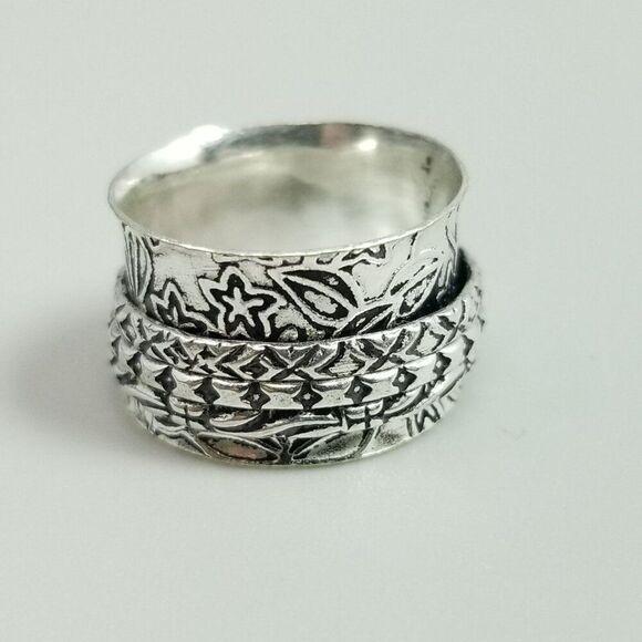 Vintage Wide Spinner Fidget ADHD Ring, Size 6 Band, 3/8 Inch Wide, Estate - Picture 7 of 7